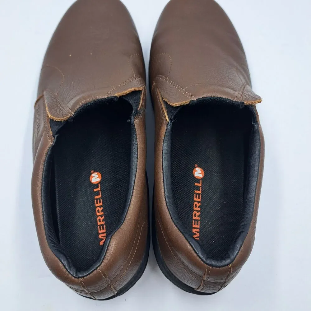 Merrell Mens Jungle Moc Leather Slip-On Shoe Size 10 Brown